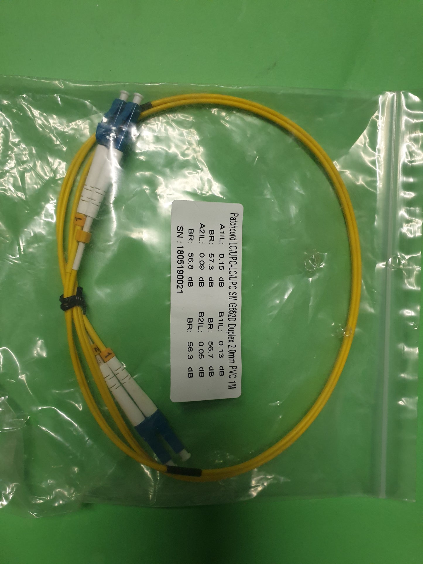 Cable patch cord lc/upc-lc/upc sm g652d duolex 2.0mm pvc 1m