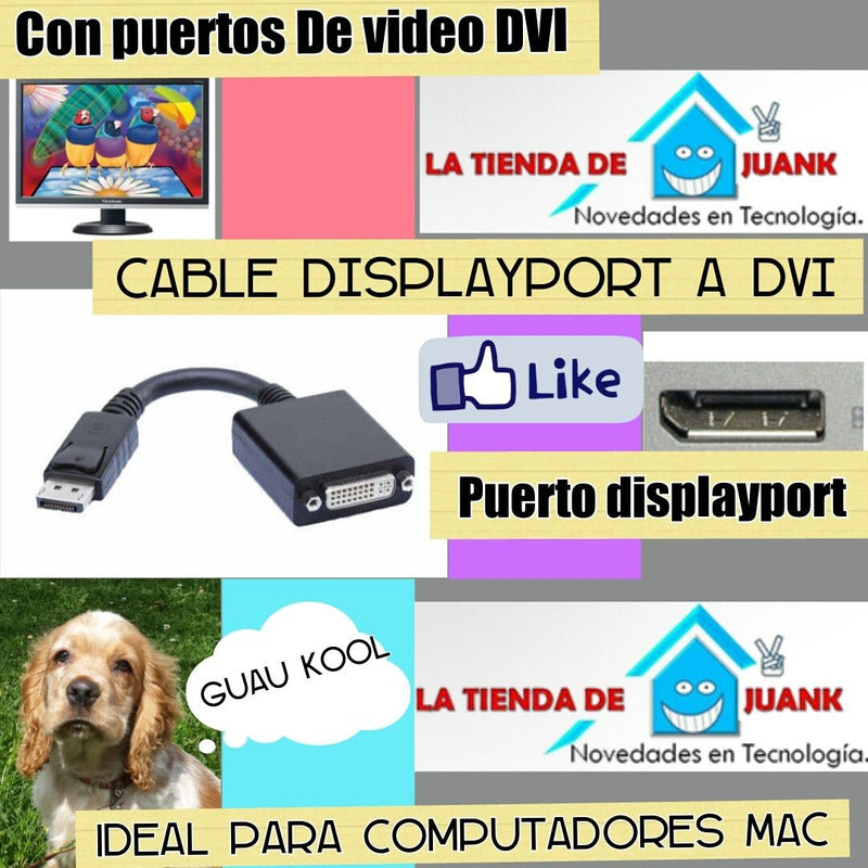 Cable Display Port A Dvi Mac O Pc Portatil Canje Permuta Pro